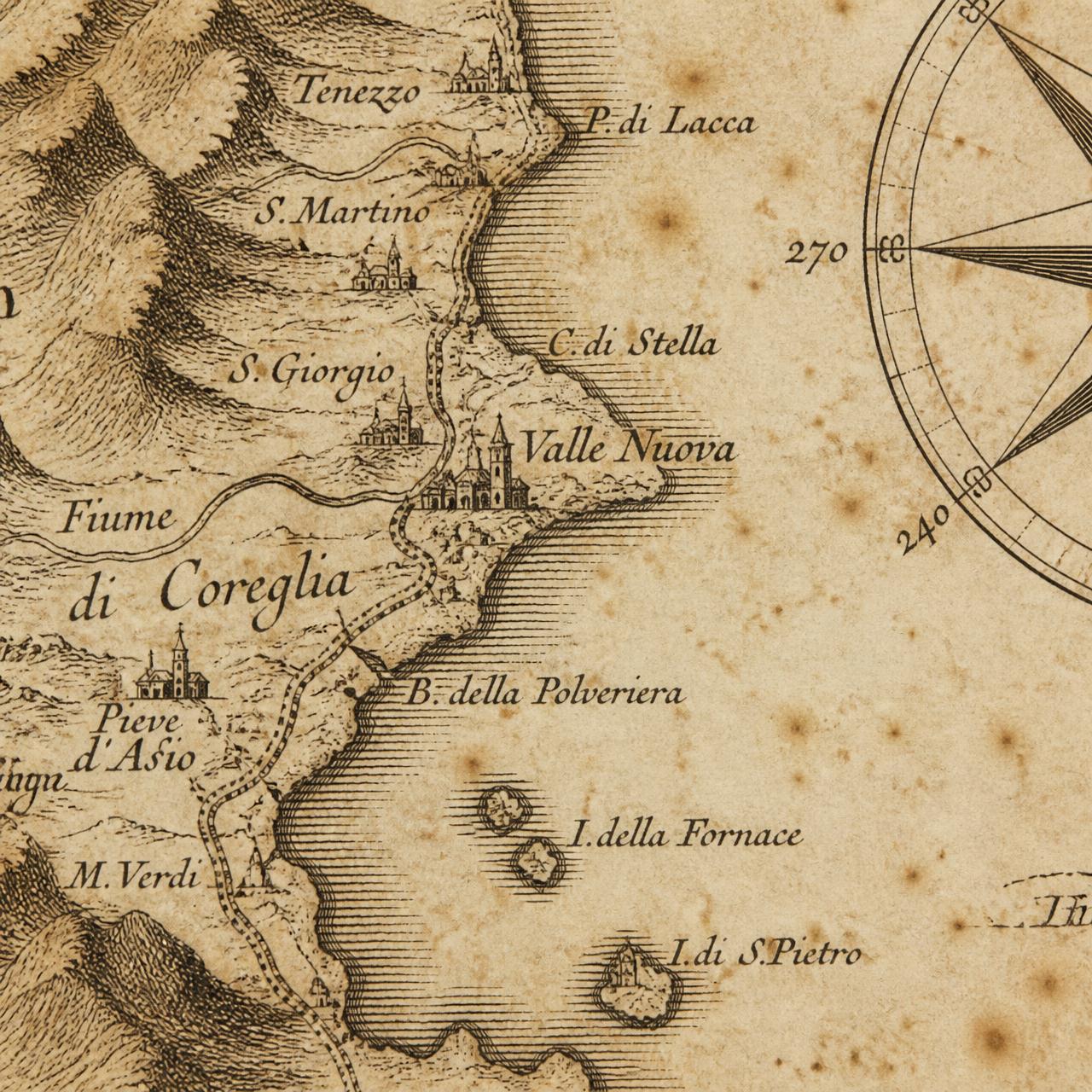 Detail of an antique engraved European map